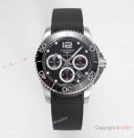 Swissclone Longines Men's Hydroconquest Chronograph Watch Black Dial-Rubber Strap